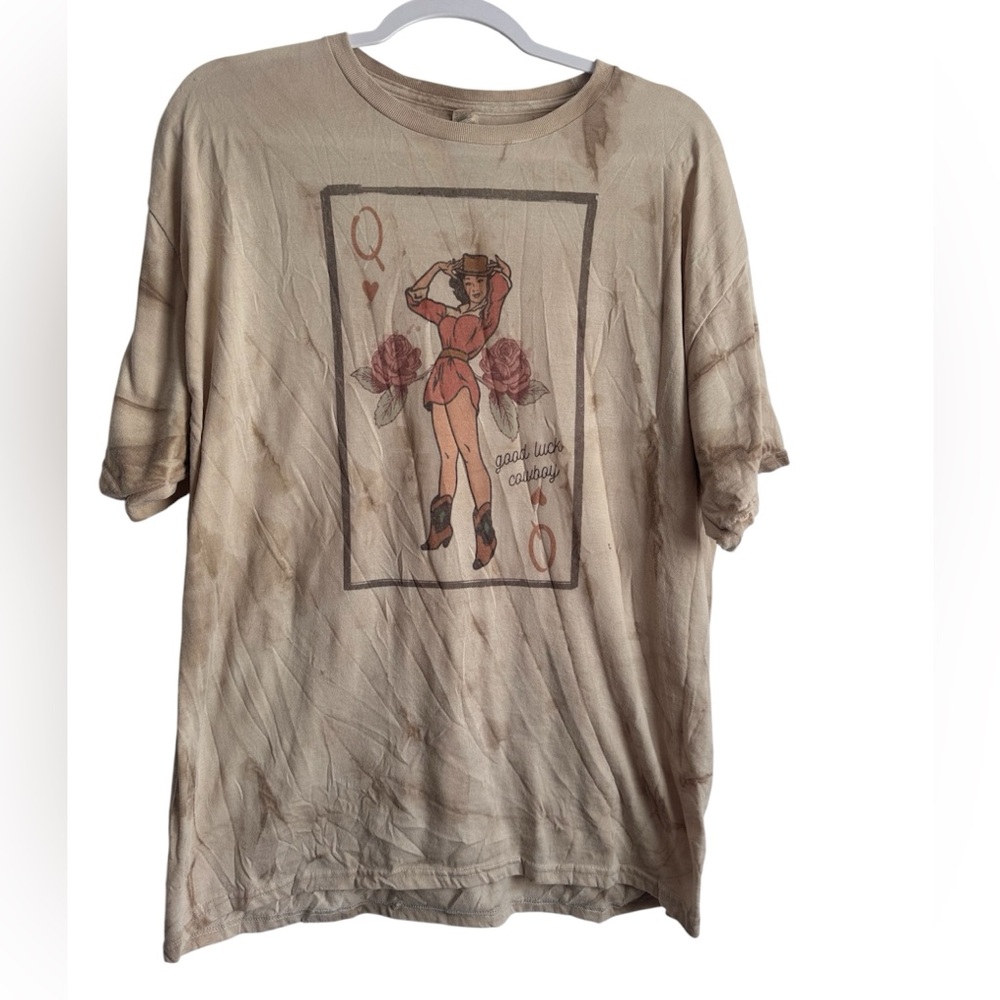 76&Co Good Luck Cowboy tye dye western tee women’s xl